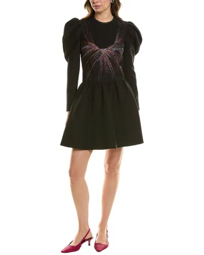 Valentino Wool & Silk-blend A-line Dress In Black