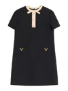 Valentino Silk And Wool Blend Short Sleeve Dress In Black
