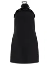 Valentino Wool & Silk Crepe Rose H/neck Mini Dress