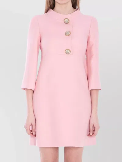 Valentino Wool And Silk Blend Dress With Jewel Buttons In Pink