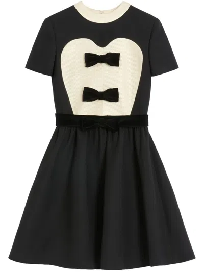 Valentino Wool And Silk Blend Mini Dress In Black