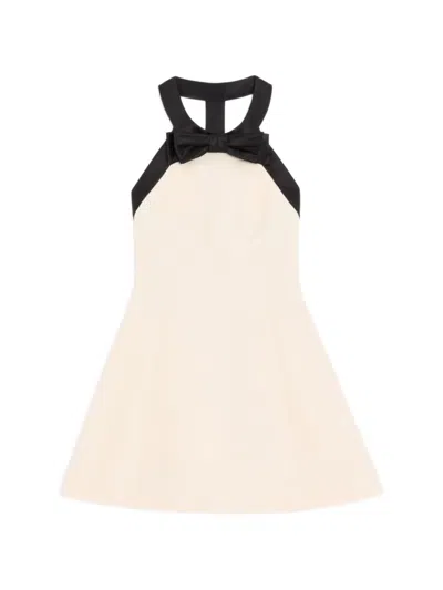 Valentino Garavani Bicolor Virgin Wool Dress In Neutral