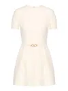 Valentino Crepe Couture Belted Minidress In Blanco