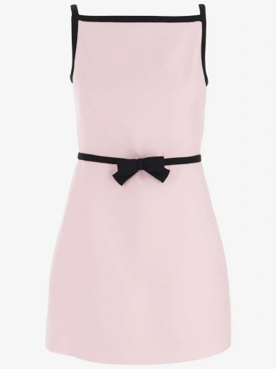 Valentino Wool And Silk Blend Mini Dress In Pink