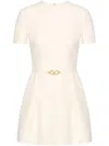 Valentino Crepe Couture Belted Minidress In White