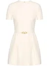 Valentino Crepe Couture Belted Minidress In White