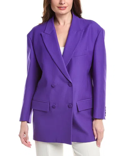 Valentino Crepe Couture Double-breasted Blazer In Purple