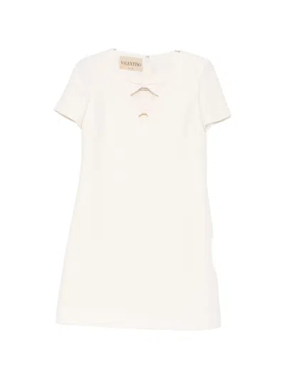Valentino Wool And Silk Blend Short Dress In Gold