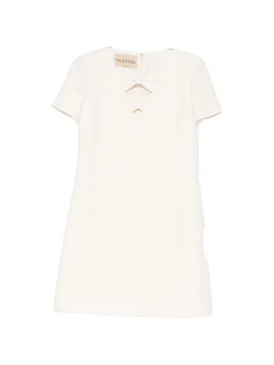 Valentino Garavani Wool And Silk Blend Short Dress In White