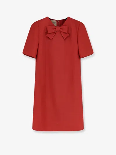 Valentino Wool And Silk Blend Short Dress In Red
