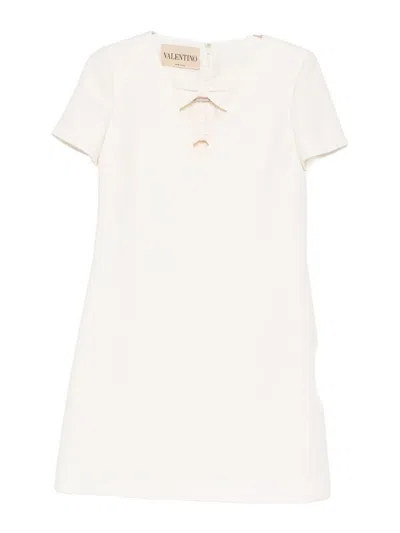 Valentino Wool And Silk Blend Short Dress In White