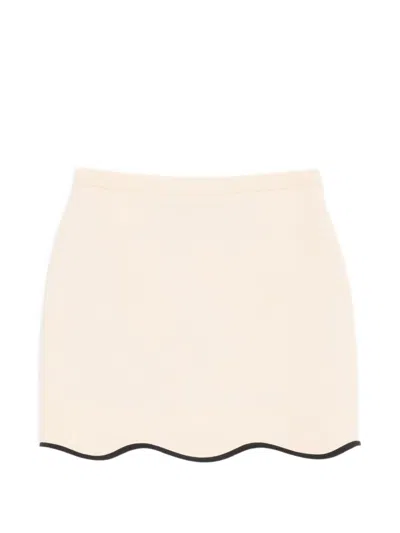 Valentino Garavani Mini Crepe Couture Skirt With Scalloped Hem And Contrast Trim In Neutral