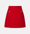 Valentino Button-embellished Wool And Silk-blend Mini Skirt In Red