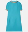 Valentino Womens Embellished Pleated Wool And Silk-blend Mini Dress Celestial Blue In Blue