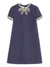 Valentino Navy Blue Crepe Couture Mini Dress