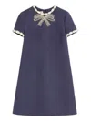 Valentino Navy Blue Crepe Couture Mini Dress In Blue