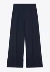 Valentino Wool And Silk Flared Tailored Pants In Indigo