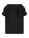 Valentino Black Skirt With Ruffles On The Sides In Black