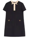 Valentino Silk And Wool Blend Short Sleeve Dress In Black