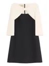 Valentino Garavani Crepe Couture Short Dress With Bow And Contrasting Sleeves Clothing In Black