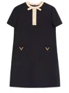 Valentino Silk And Wool Blend Short Sleeve Dress In Black