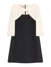 Valentino Garavani Crepe Couture Short Dress With Bow And Contrasting Sleeves Clothing In Black