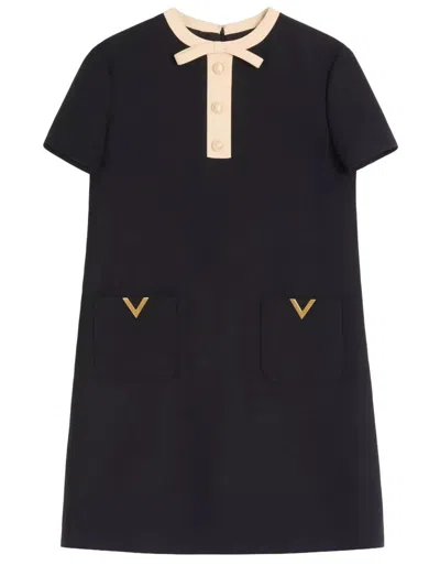 Valentino Wool And Silk Mini Dress In Black