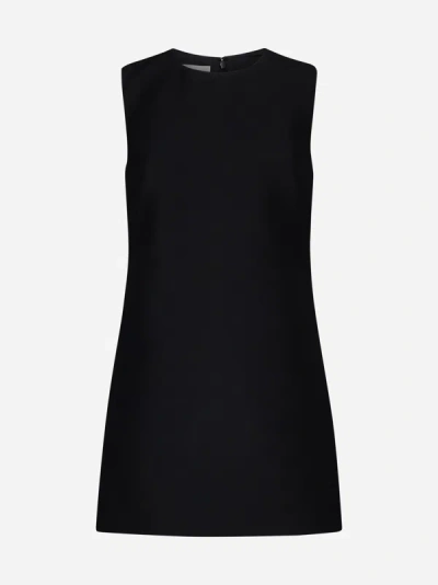 Valentino Wool And Silk Mini Dress In Black,ivory