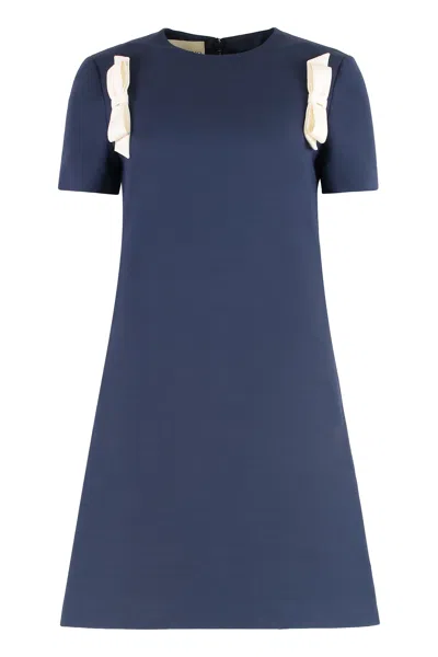 Valentino Garavani Wool And Silk Mini Dress In Blue