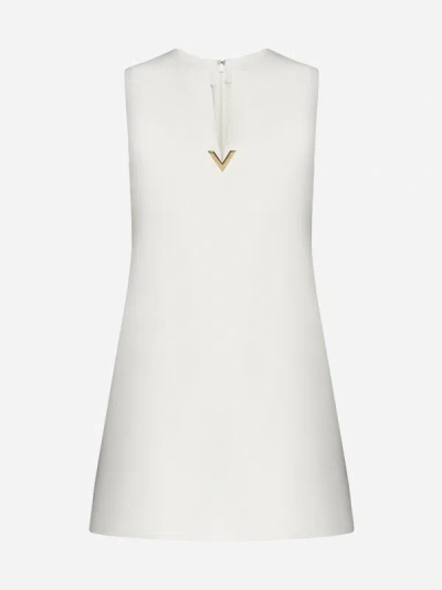 Valentino Wool And Silk Mini Dress In Ivory