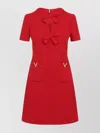 Valentino Fitted Red Dress With Decorative Bows In Red