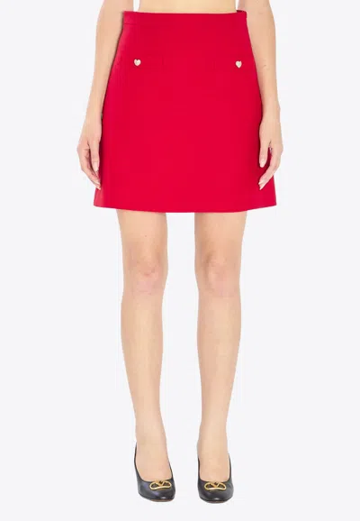 Valentino Wool And Silk Mini Skirt In Red