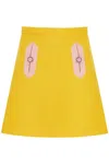 Valentino Contrast Seamed Short Wool Skirt In Yellow