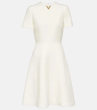 Valentino Vlogo Crewneck Flared Dress In White