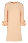 Valentino Wool And Silk Short Dress In Neutral