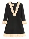 Valentino Womens Navy Betulla Ruffled V-neck Wool And Silk Midi Dress In Black