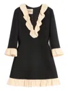 Valentino Womens Navy Betulla Ruffled V-neck Wool And Silk Midi Dress In Black