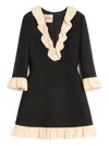 Valentino Womens Navy Betulla Ruffled V-neck Wool And Silk Midi Dress In Black