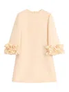 Valentino Robe Courte En Crêpe Couture Femme Bouleau 50 In Neutral