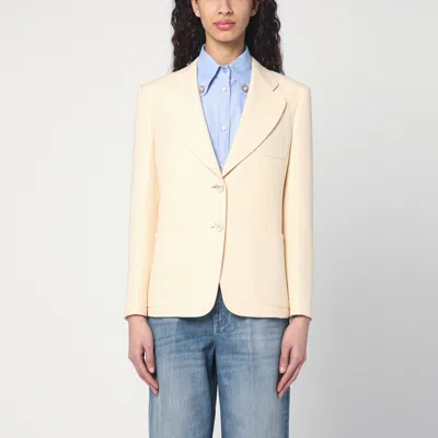 Valentino Wool And Silk Single-breasted Jacket In Beige