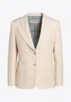 Valentino Wool And Silk Single-breasted Jacket Women In Beige