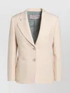 Valentino Wool And Silk Single Breasted Jacket In Neutral