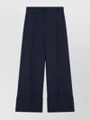 Valentino Wool And Silk Trousers With Wide Leg In Blue
