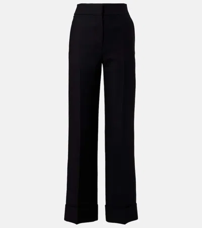 VALENTINO WOOL AND SILK WIDE-LEG PANTS