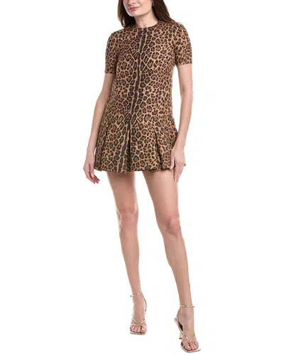 Valentino Wool & Silk-blend Mini Dress In Brown
