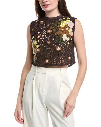 Valentino Wool & Silk-blend Top In Brown