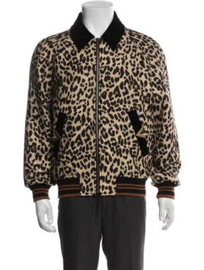 Pre-owned Valentino Wool Animal Print Bomber Jacket In Multi