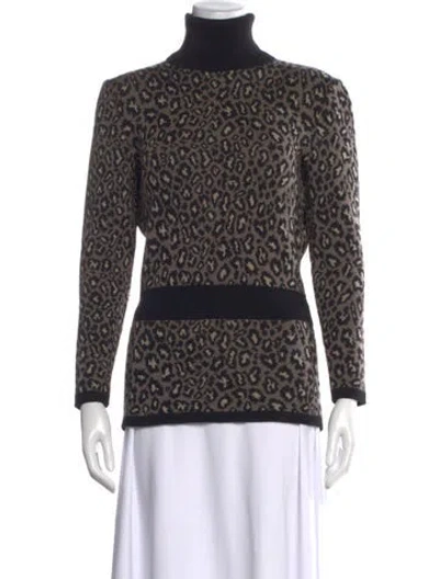 Pre-owned Valentino Wool Animal Print Sweater In Black