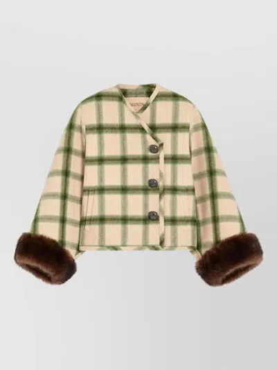 Valentino Wool Asymmetric Single Breasted Coat In Multi