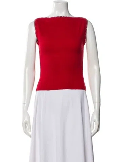Pre-owned Valentino Wool Bateau Neckline Sweater In Red